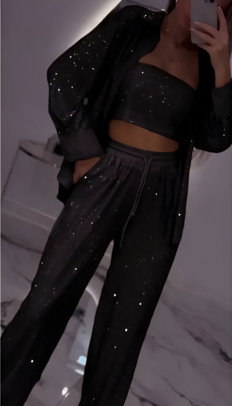 Nola™ | Nowoczesny zestaw wypoczynkowy 3-częściowy z cekinami