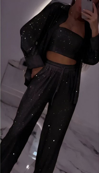 Nola™ | Nowoczesny zestaw wypoczynkowy 3-częściowy z cekinami