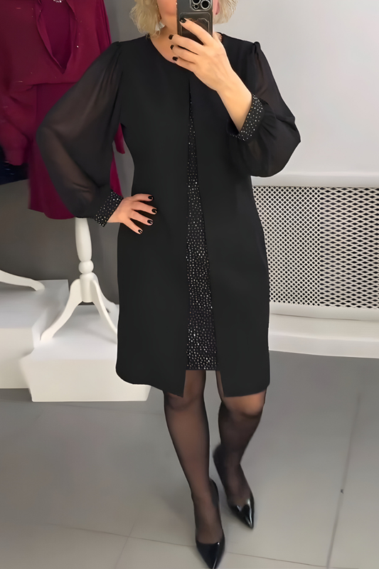 Mara™ | Sukienka z Przezroczystymi Rękawami