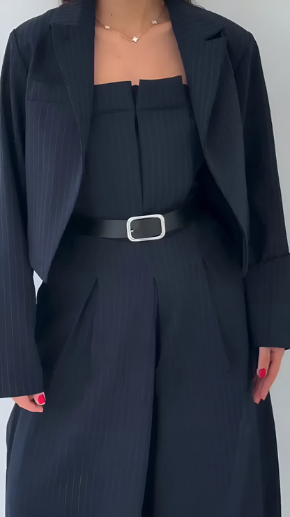 Zara™ | Dwuczęściowy Zestaw z Szerokimi Spodniami i Krótkim Żakietem