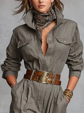 Daria | Bawełniano-Lnianie Kombinezon