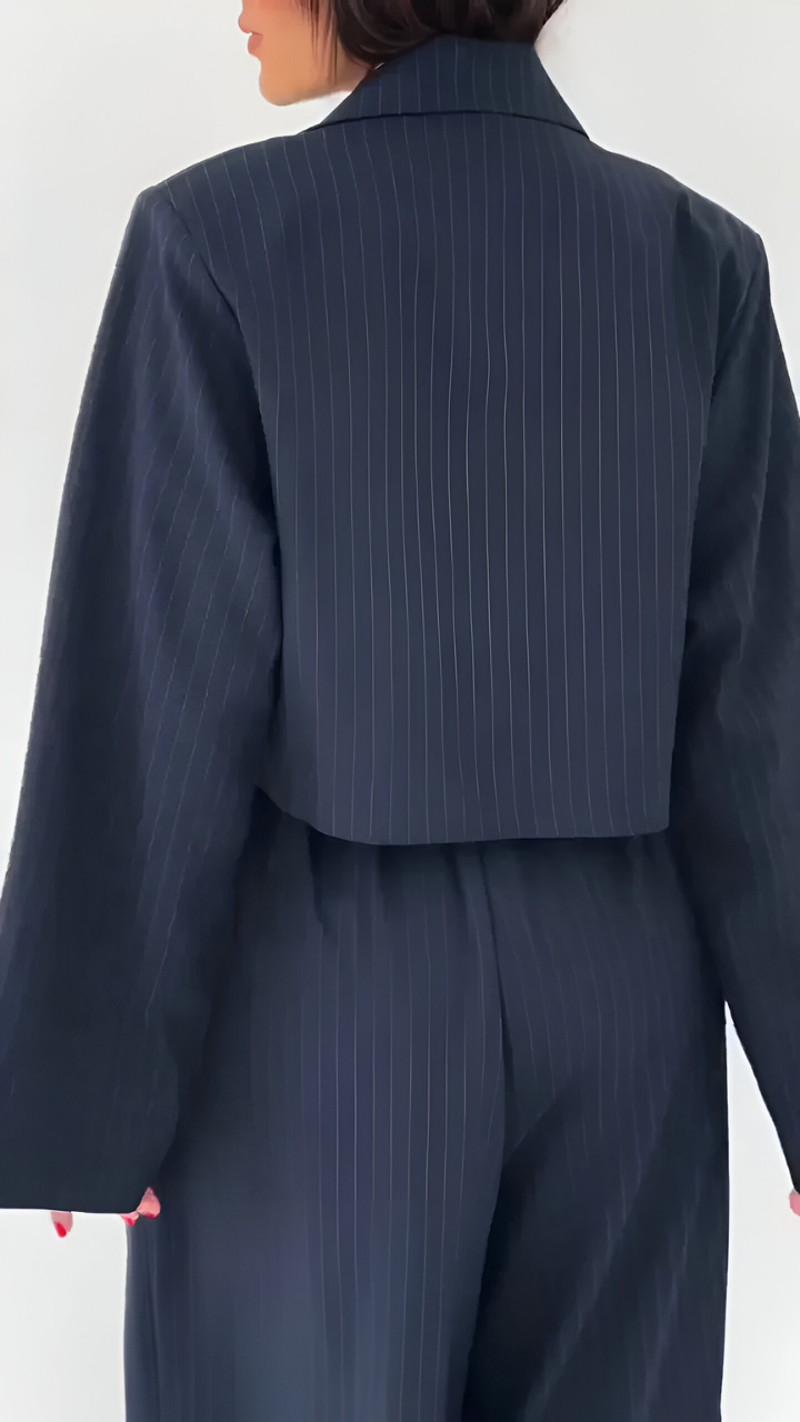 Zara™ | Dwuczęściowy Zestaw z Szerokimi Spodniami i Krótkim Żakietem