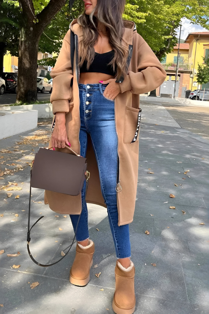 Elva™ | Luźna, oversize bluza z kapturem z zamkiem błyskawicznym