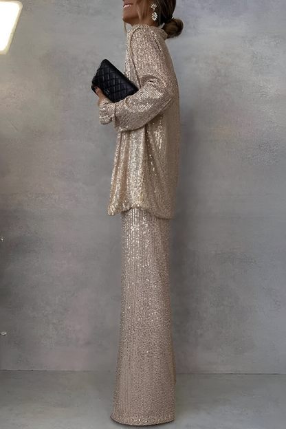 Zami™ | Elegancki Zestaw z Cekiny w Dwu Częściach