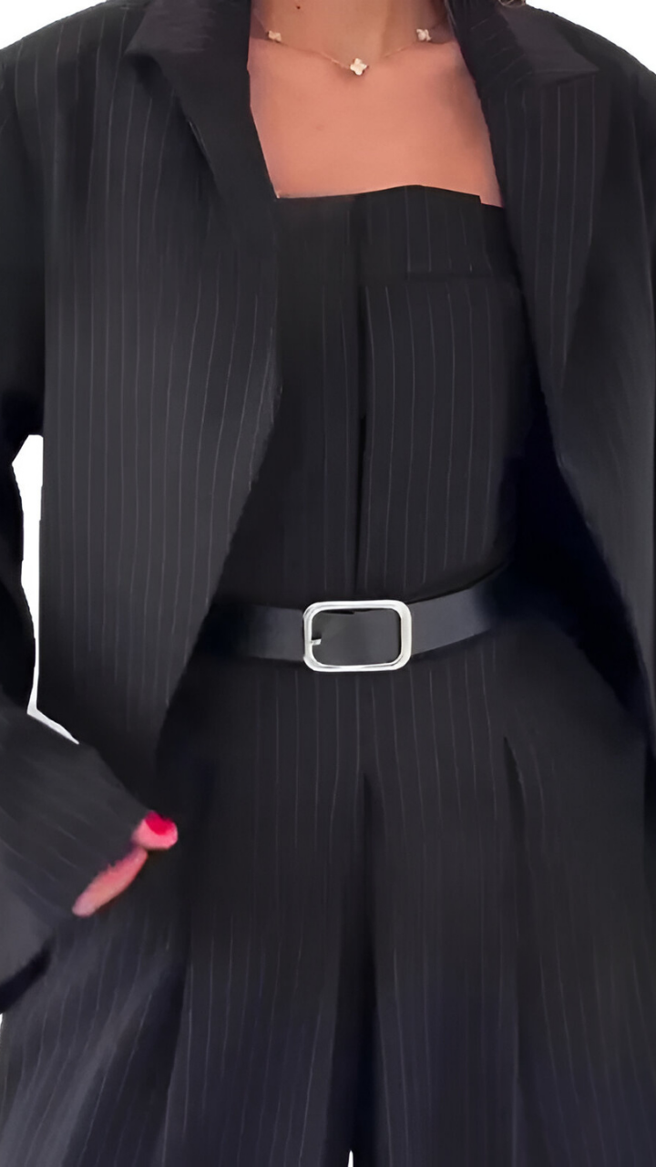 Zara™ | Dwuczęściowy Zestaw z Szerokimi Spodniami i Krótkim Żakietem