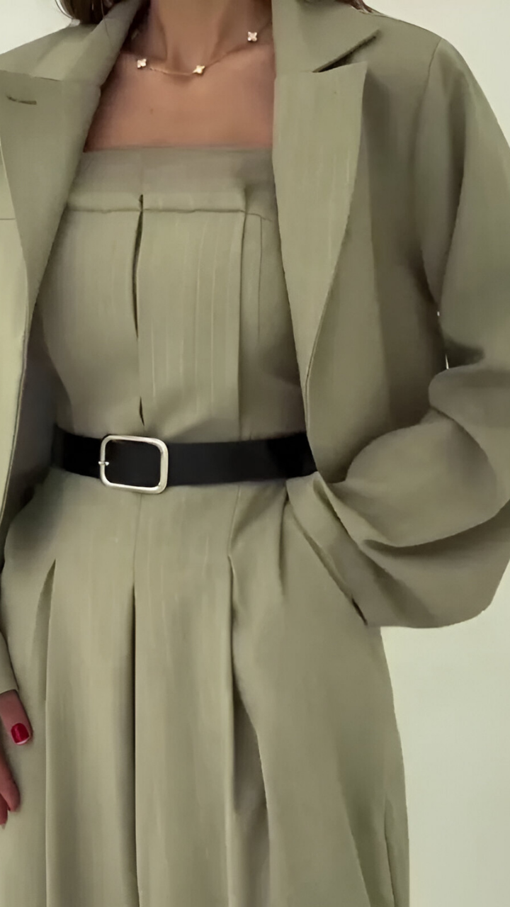 Zara™ | Dwuczęściowy Zestaw z Szerokimi Spodniami i Krótkim Żakietem