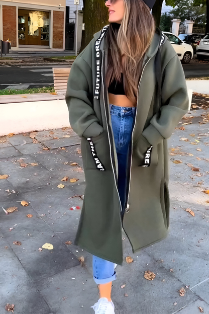 Elva™ | Luźna, oversize bluza z kapturem z zamkiem błyskawicznym