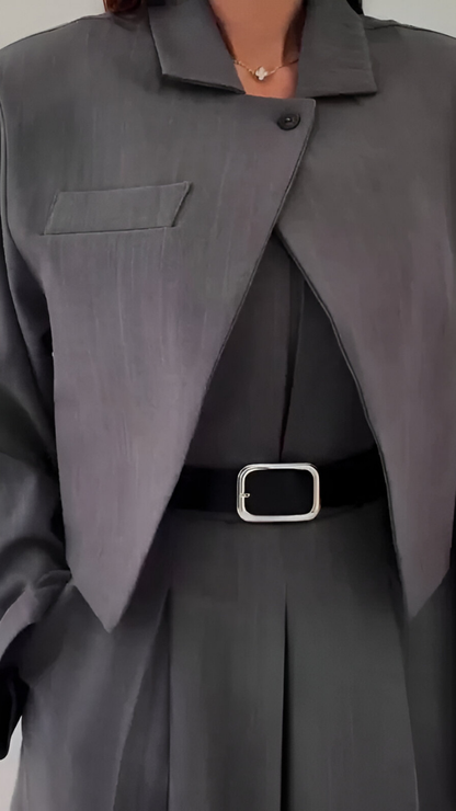 Zara™ | Dwuczęściowy Zestaw z Szerokimi Spodniami i Krótkim Żakietem