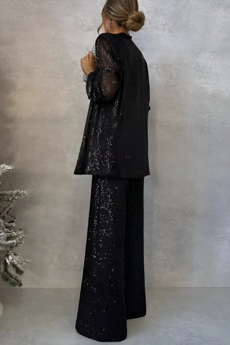 Zami™ | Elegancki Zestaw z Cekiny w Dwu Częściach