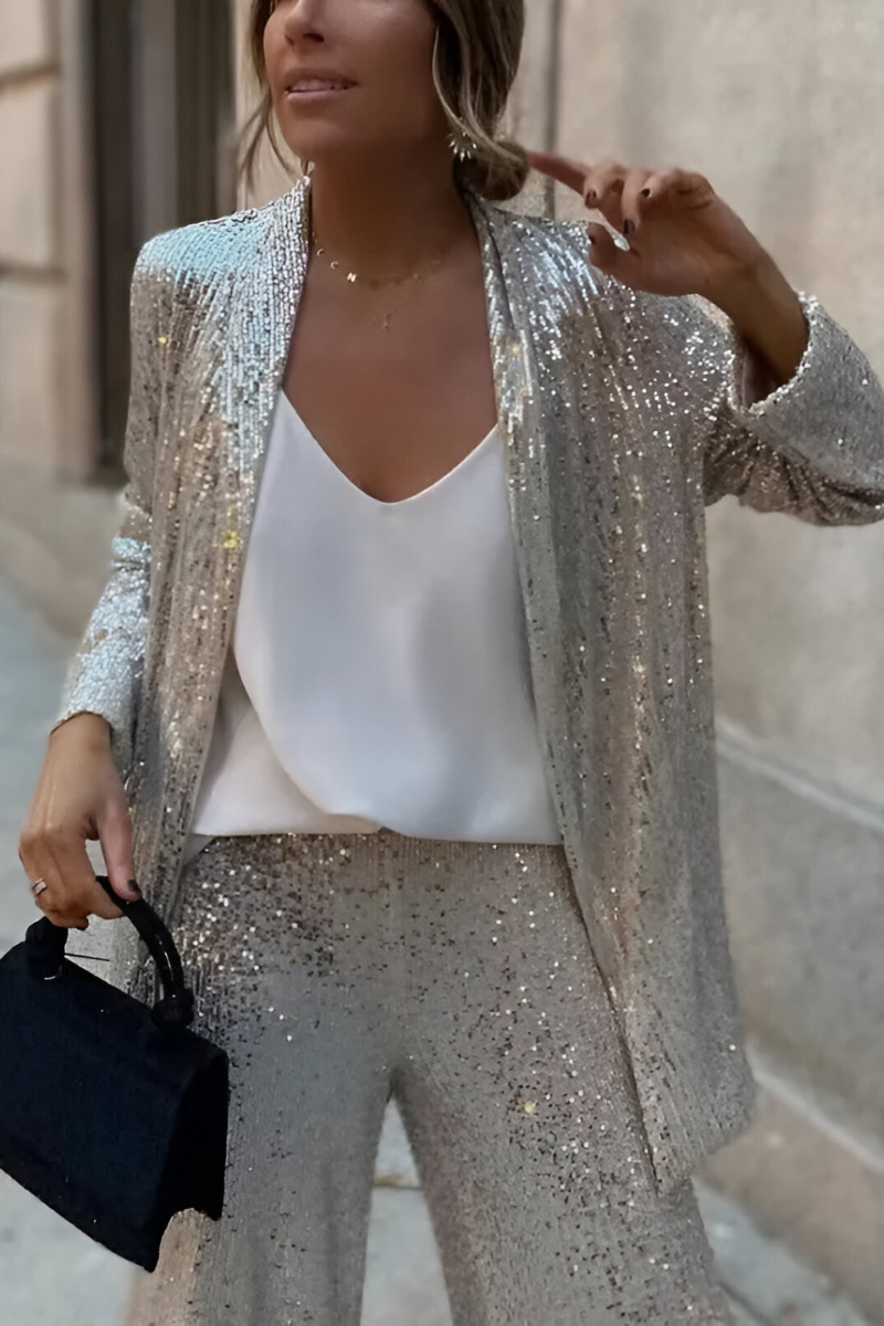 Zami™ | Elegancki Zestaw z Cekiny w Dwu Częściach