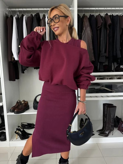 Maren™ | Elegancki, dzianinowy zestaw dwuczęściowy
