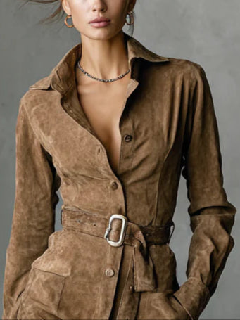 Nalea™ | Nowoczesna sukienka z faux zamszu